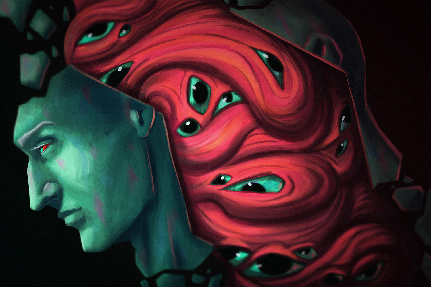 Green Split Face